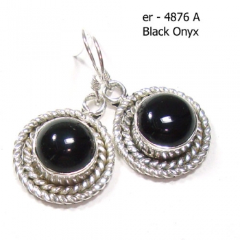 925 sterling silver black Lapis Lazuli round stone earrings